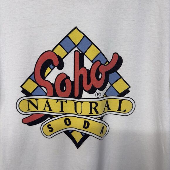 Vtg Soho Natural Soda Promotional T Shirt Single Stitch Made In USA Men M GUC - Picture 3 of 11